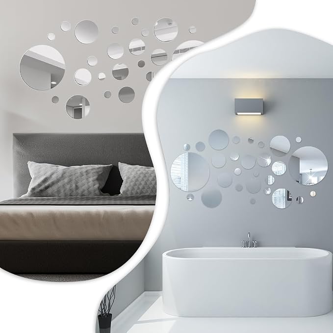 32Pcs Mirror Wall Stickers, Medium Circle Ceiling Mirrors for Wall Decor - Image 5