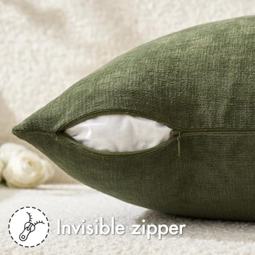 MIULEE Olive Green Chenille Couch Euro Throw Pillow Covers, 22x22 - Image 6