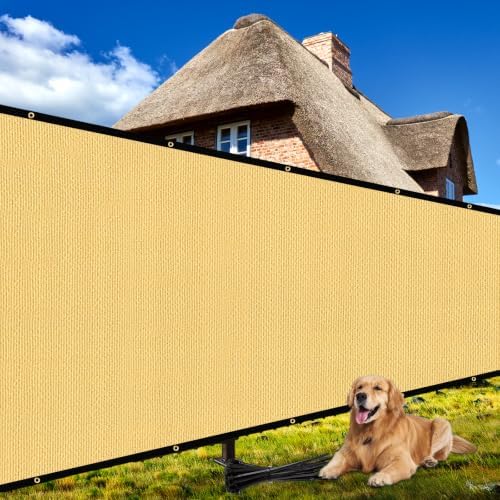 Shade&Beyond 4'x60' Sand Privacy Screen Fence Cover 170 GSM Fencing Mesh Fence Panel for Wall Garden Yard Backyard Indoor Outdoor Home Decoration by ShadeBeyond