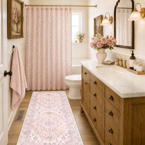 RELEANY Washable Area Rug, Runner 2'x6', Pink - Image 2