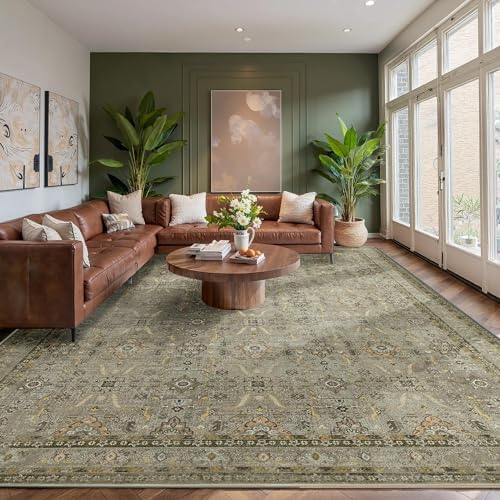 Rugxara 9x12 Area Rugs for Living Room Large Washable Rug, Olive Green - Image 5