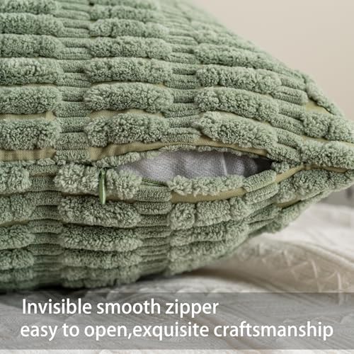 Pack of 2 Corduroy Decorative Throw Pillow Covers 12x20 Inch, Sage Green - Image 2