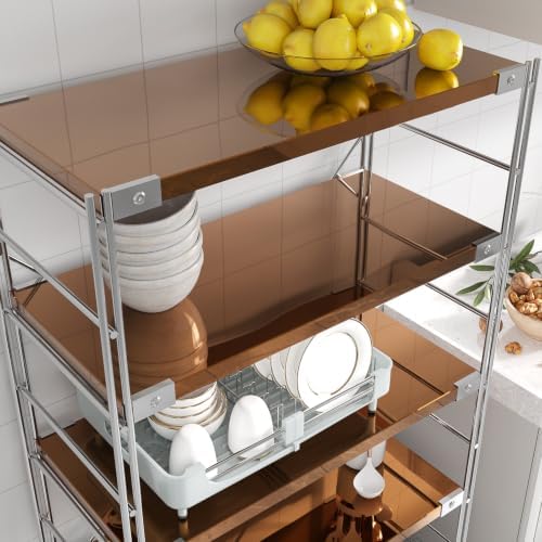 Bronze Glossy Metallic Wallpaper Reflective Flexible Mirror Sheet Kitchen Non Glass Adhesive Vinyl Contact Paper for Cabinets Peel and Stick Brown Stickers for Appliance Crafts 15.7''x80'' - Image 5
