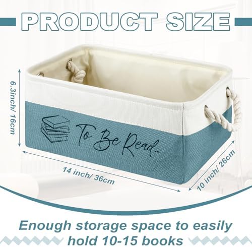 Marsui 1 Pcs TBR Basket Book Storage Bin Bookish Gifts, White Green - Image 2