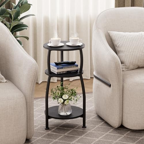 Small Round Side Table, 3-Tier Slim End Table for Small Spaces - Image 5