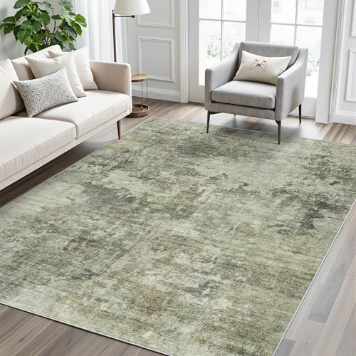 Soalmost Abstract Area Rug 6x9 for Living Room Washable Rugs Green Black - Image 2
