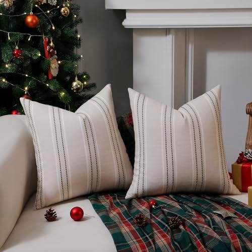 Hckot Stripe Throw Pillow Covers 26x26 Large Square Green Pillow Cover - Image 5