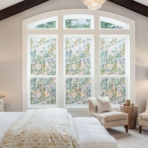 NINETREX Window Privacy Film, Rainbow Stained Glass Leaf, 45.2"x78.7" - Image 3