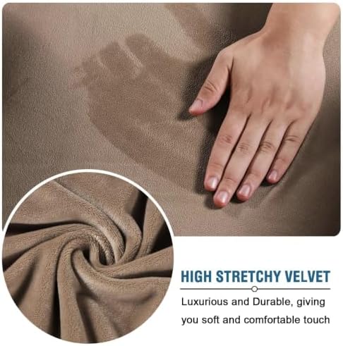 H.VERSAILTEX Wingback Chair Covers Velvet Plush Wing Chair Slipcover 1 Piece High Stretch Wing Back Chair Slipcovers Sofa Cover Furniture Cover with Elastic Bottom, Camel - Image 3