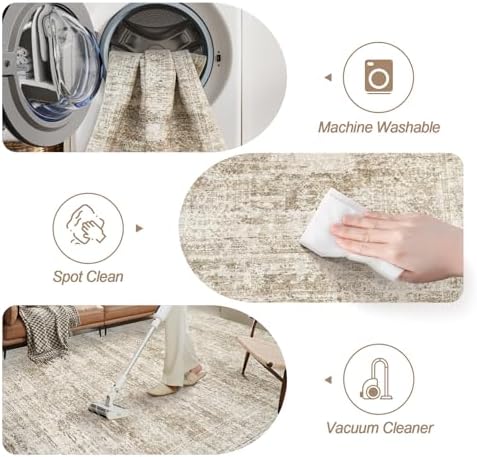 Soalmost Washable Area Rug 8x10 Large Soft Brown Rugs for Living Room - Image 4