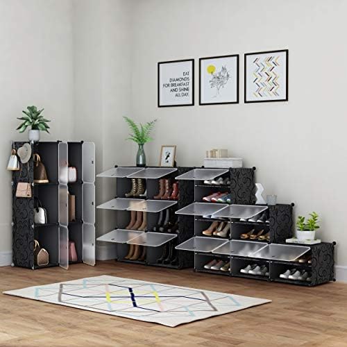 HOMIDEC Shoe Rack Organizer 16 Pair Modular Shoe Storage Cabinet for Closet - Image 7