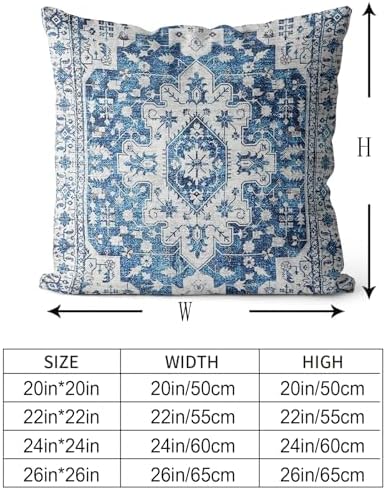 Snycler Boho Throw Pillow Covers 24x24 inch Set of 2 Blue Boho Rug Carpet Double Sided Pattern Cotton Soft Pillow Case Cushion Cover Pillowcase for Couch Sofa Bed Decorative - Image 3