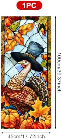 HOMETITUTE Thanksgiving Turkey Privacy Window Film Cling 17.7x39.3 PVC - Image 3