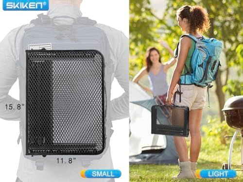 Small Floding Grill Table with Mesh Layer, 2 Height Adjustable, Portable & Lightweight Metal Camping Table for Outdoor, Beach & BBQ - Compact (2 FT, Black) - Image 5