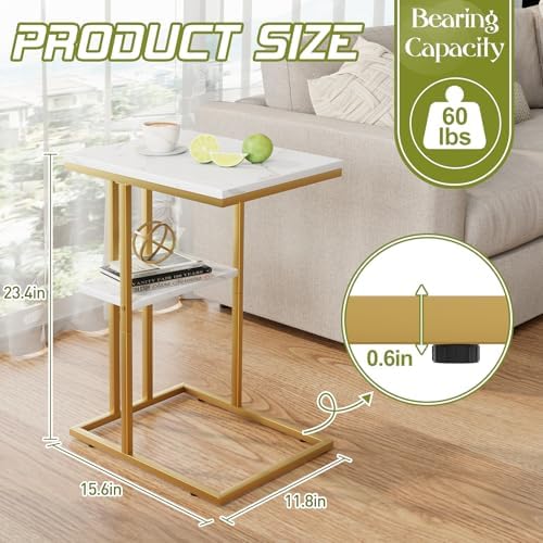 C Shaped End Table, Couch Side Table that Slide Under - Image 2