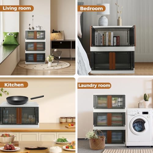 Storage Boxes, Extra Large Cabinet with Lids, 19 Gallon(72L) Capacity (Each One), 4 Packs, Useful Box with Door and Buckles, Foldable, Transparent, Excellent Home Organizers - Image 5
