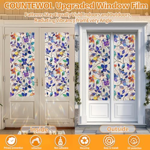 Rainbow Stained Glass Window Privacy Film Static Cling17.5x78.7in - Image 5