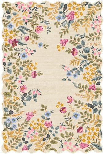 Front Door Mat Outside Entrance 2x3 Beige Colorful Floral Entry Rug - Image 7