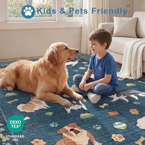 DUKINO 2x3 Bathroom Rugs, Washable Dog Kitchen Rug Non Slip, Blue - Image 4