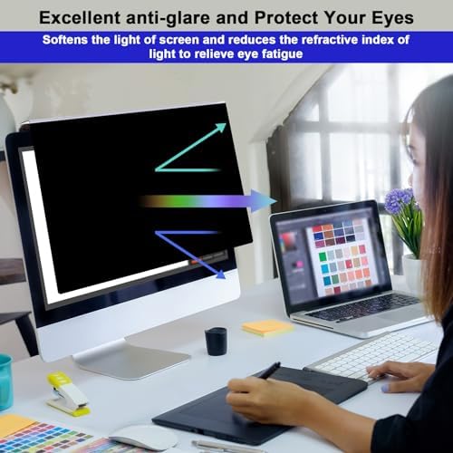 Hanging Computer Privacy Screen Protector for 23, 23.6, 23.8, 24 Inches for 16:9 Widescreen Monitor, Blue Light Blocking Screen Protector Computer Privacy Screen Filter Panel for Desktop Computer - Image 4