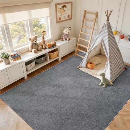 4x6 Pure Dark Grey Area Rug Non-Slip Washable Soft for Bedroom Living Room - Image 5