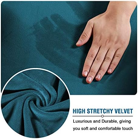 H.VERSAILTEX Rich Velvet Stretch 2 Piece Cover Chair Slipcover Sofa Cover Furniture Protector Couch Soft with Elastic Bottom Chair Couch Cover with Arms Width Up to 49 Inch(Chair, Deep Teal) - Image 5