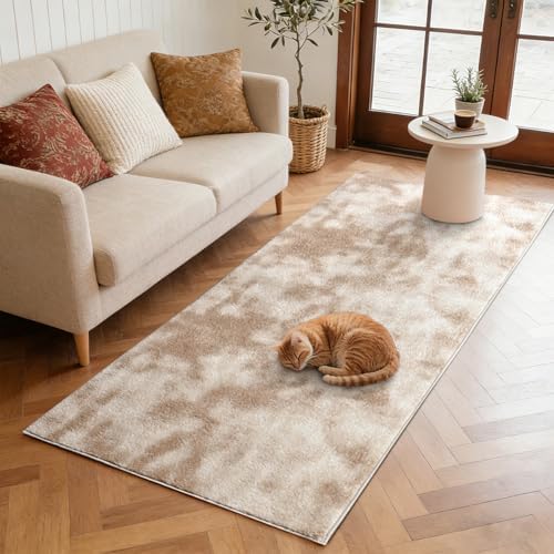 2x8 Tie-dye Light Tan Runner Rug Non-Slip Washable for Hallway Kitchen by FinRe%CC%80cHome