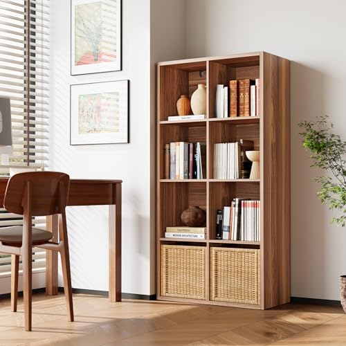 IRONCK 8-Cube Storage Organizer, Reversible Cube Bookshelf, Oak Brown - Image 2