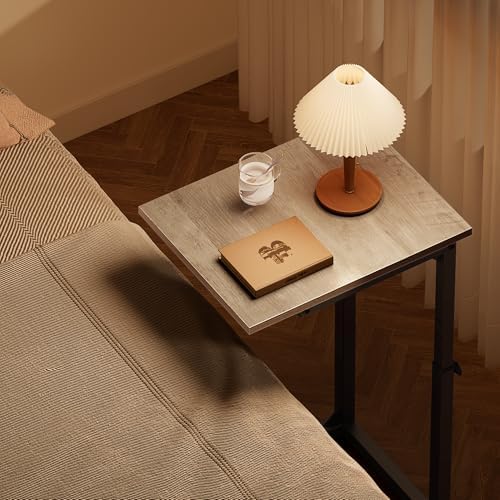 Vagusicc C-Shaped End Table, 33" Tall C Table Adjustable Height Side Table, Small Couch Table with Metal Frame, Slide Under Sofa TV Tray for Living Room, Bedroom, Bedside, Small Spaces, Gray - Image 5