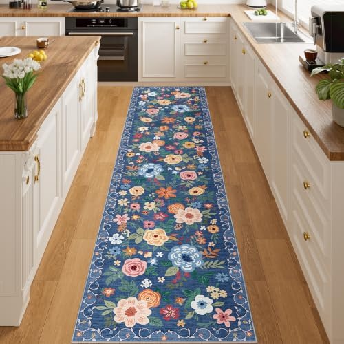 DUKINO 2x8 Runner Rug, Washable Runner Rug for Kitchen Non Slip, Blue - Image 5