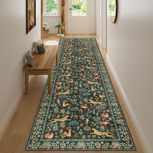DUKINO 3x12 Runner Rug for Hallway, Washable Animal Rug for Kitchen, Black - Image 6