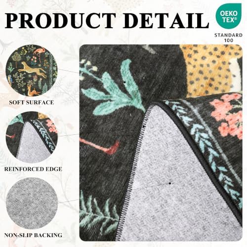 DUKINO 2x12 Washable Runner Rug, Non Slip Animal Rug for Kitchen, Black - Image 5