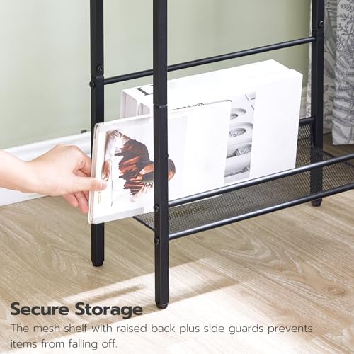 HOOBRO Small Narrow Side Table with Charging Station, Skinny End Table for Small Spaces, Slim Nightstand with USB Ports Outlet, Sofa Beside Table with Storage Shelf, Black BB102UBZ01 - Image 7