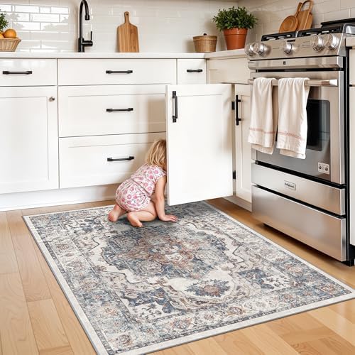 Washable 3x4 Entryway Area Rugs: Farmhouse Non-Slip kitchen Sink Floor Mats Water-Resistant Small Carpet for Bathroom Living Room Thin Soft Doormat Easy-Clean Decorative Rug for Pets Family(3x4,Brick) - Image 3