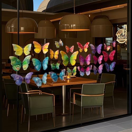 ANNA QUEEN Colorful Butterfly Wall Decals Peel and Stick Rainbow Butterfly Wall Stickers Removable Vinyl Butterfly Wall Decor for Girls Bedroom Nursery Living Room Window Wall Art - Image 5