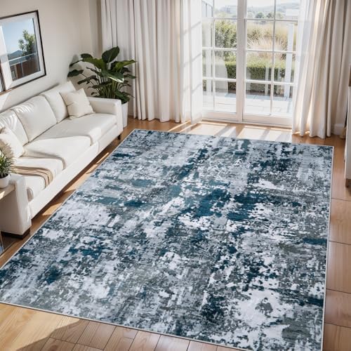 6x9 Area Rugs for Living Room Washable Bedroom Dining Room Navy Grey by Aelenmu