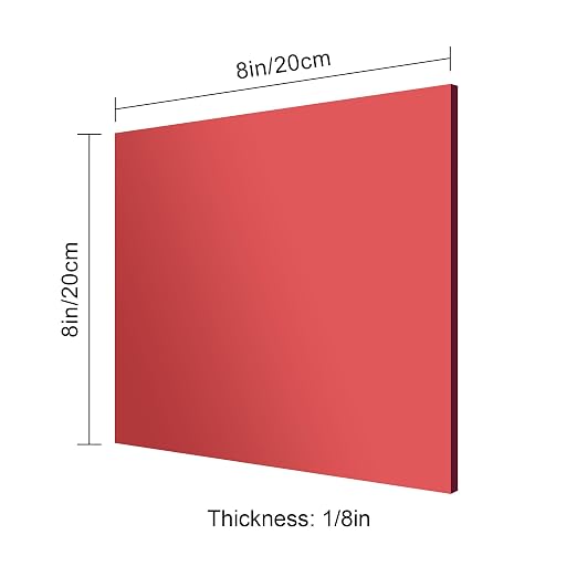 8x8 Inches Deep Red Mirror Acrylic Sheet – 2 Pcs Reflective Acrylic Panel for DIY Crafts, Home Décor & More (20x20 cm) - Image 2