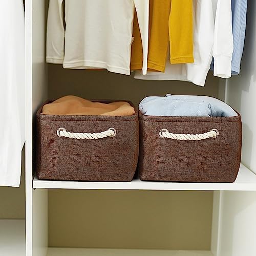 WarmHome Fabric Storage Bin Shelf Basket for Home, Closet(Brown-3 Pack, 13.8L9.8W6.7H) - Image 2