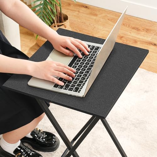 HOOBRO Folding TV Tray Table, Set of 2 Wooden TV Tray, Portable Sofa Side Snack Table, Industrial Desk for Small Spaces, Space-Saving, Easy to Install and Fold, Black BB27BZP201 - Image 6