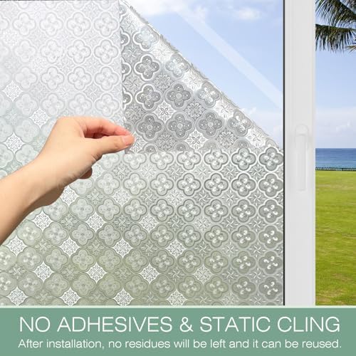 STATINT Window Privacy Film, Frosted Glassy Petals Begonia, 29.5in x 6.5ft - Image 5