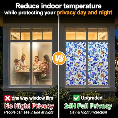 24H Privacy Heat Insulation Static Cling Decorative Glass Film17.5x78.7in - Image 5