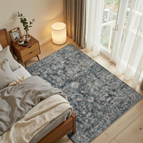 Rugxara Blue 3x5 Rug for Entryway Bedroom Washable Area Rugs Carpet - Image 2