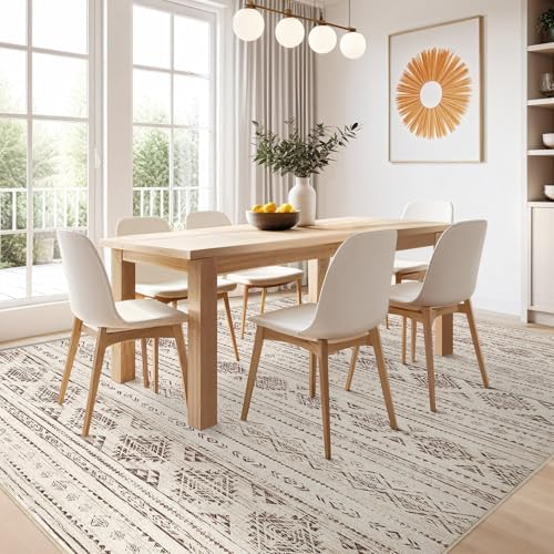 Nakagishi Boho 5x8 Area Rug Living Room Rugs Machine Washable Dark Brown - Image 7