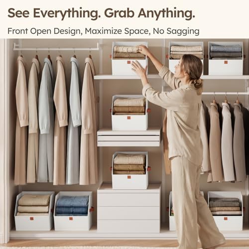 Homsorout Fabric Closet Storage Cubes - 4 Pack Square Storage Bins with Dual Handles for Clothes, Towels, Toys, Cube Storage Organizers for Bedroom, Nursery, Shelves, Closet, Small Spaces, White - Image 2