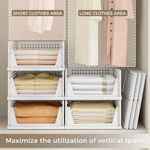 Pinkpum 8 Pack Closet Organizer Storage Bins Stackable Plastic Drawer Shelf - Image 4