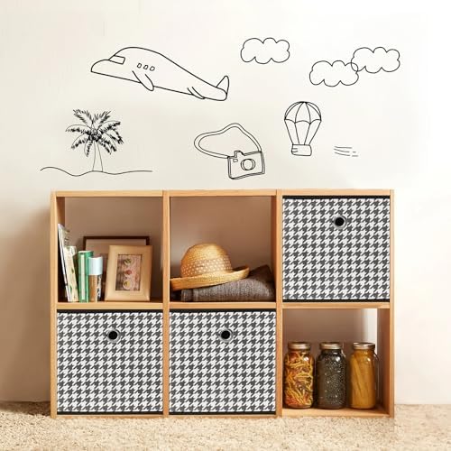 Foldable Storage Cubes Bins,11 Inch Cloth Storage Cube Fabric Storage Box Cubes Organizer Baskets with Dual Handles for Home Organizer Set of 3 (Houndstooth) - Image 4