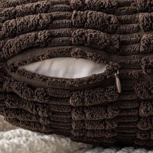 MIULEE Corduroy Decorative Throw Pillow Covers 20x20 Dark Brown Pack of 2 - Image 7
