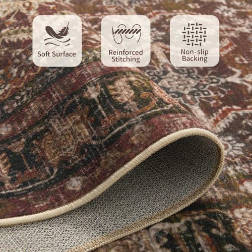 Rugxara Red 8x10 Area Rugs for Living Room Bedroom Large Washable Rug - Image 6
