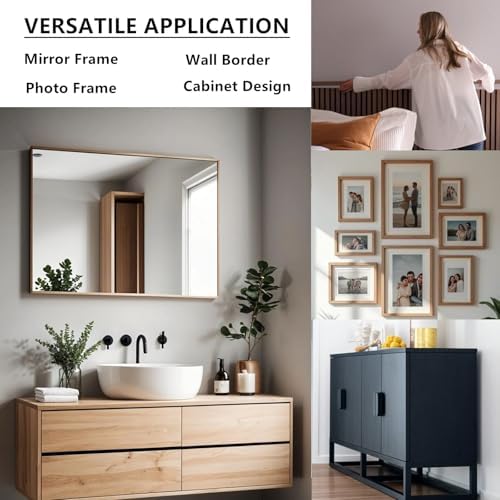 DESOMINOR 32FT Peel &Stick Wood Grain Wallpaper Border Removable Waterproof Bathroom Mirror Frame Sticker (Grey, 3.93Inch X 32.8Ft) - Image 4