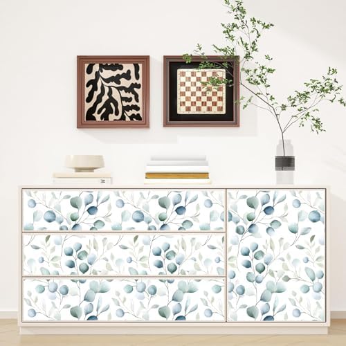 Danodoi Blue Green Vintage Leaf Peel and Stick Wallpaper 17.5" x 118" | Waterproof Vinyl Self Adhesive Removable Renter Friendly Floral Contact Paper - Image 3